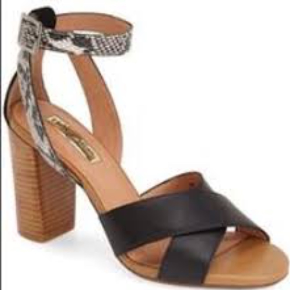 Halogen Haley Leather & Snake Print Chunky Heel Sz 9